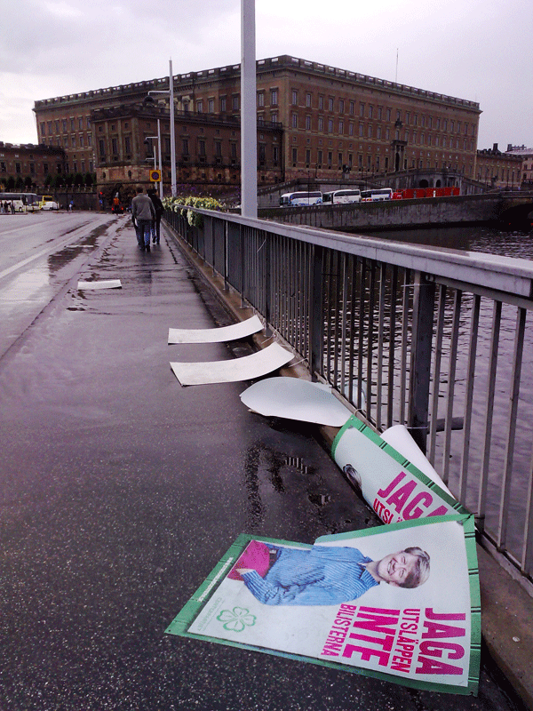 Posters by the Royal Castle in Stockholm.