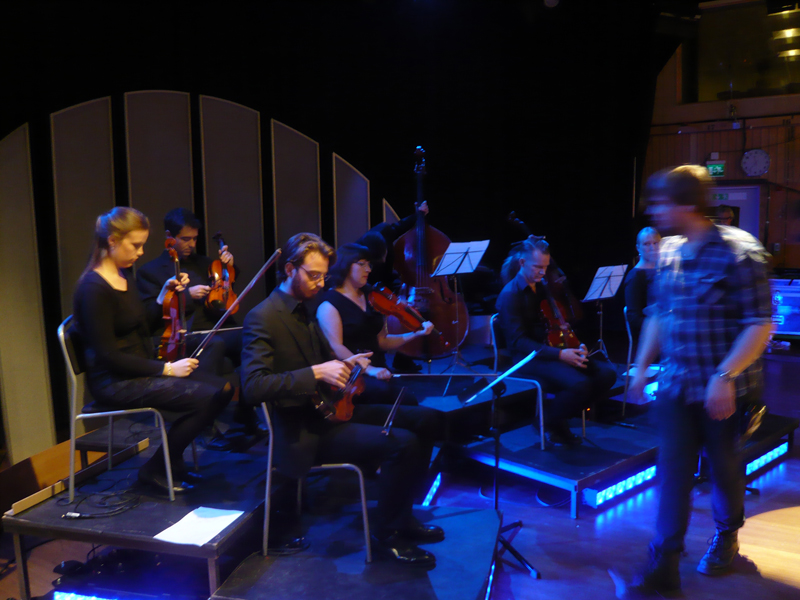 The strings on Go'kväll – photo by Peter Nordahl
